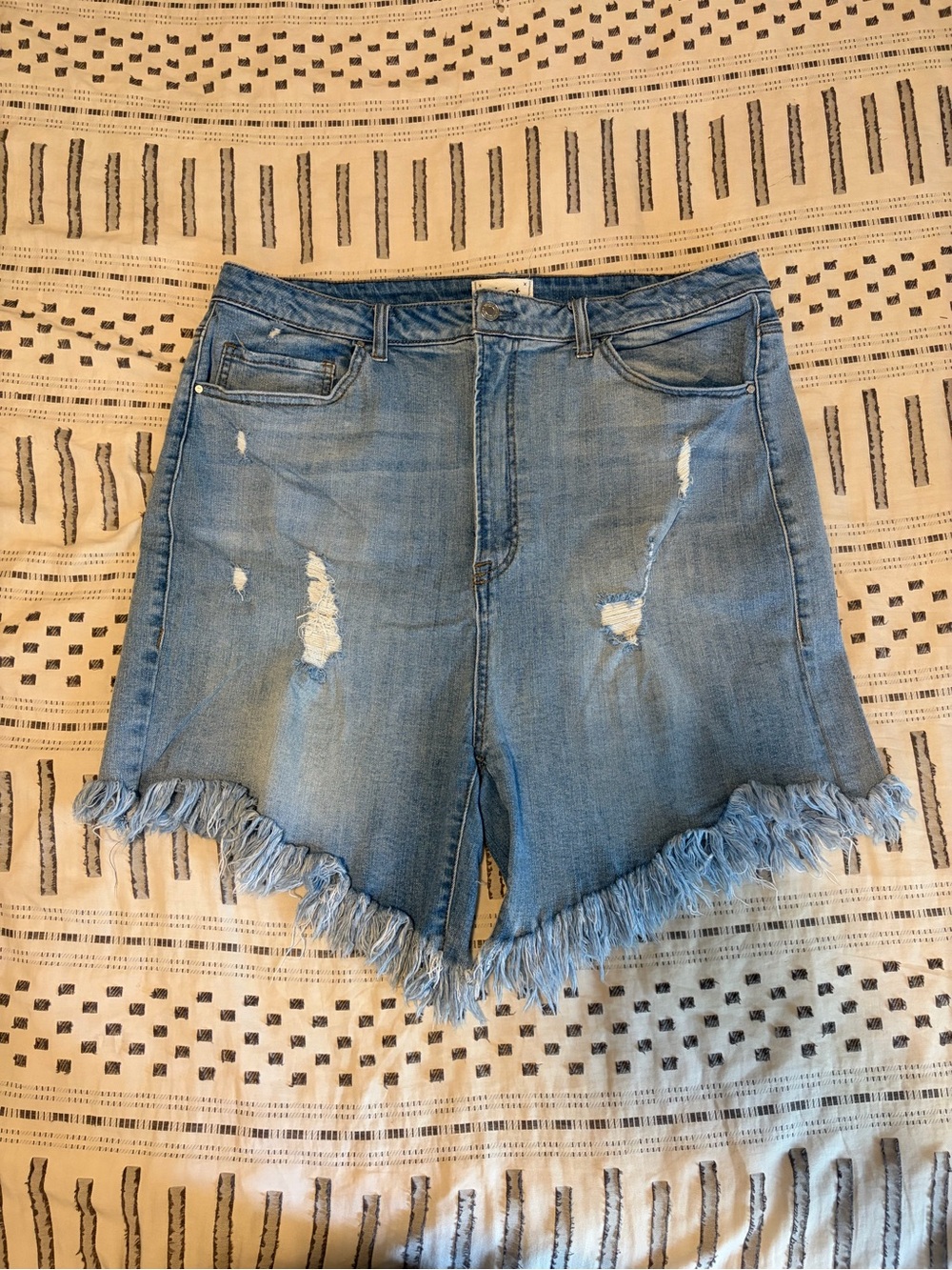 Tricot Distressed Denim Shorts Plus Size Stretchy XXL